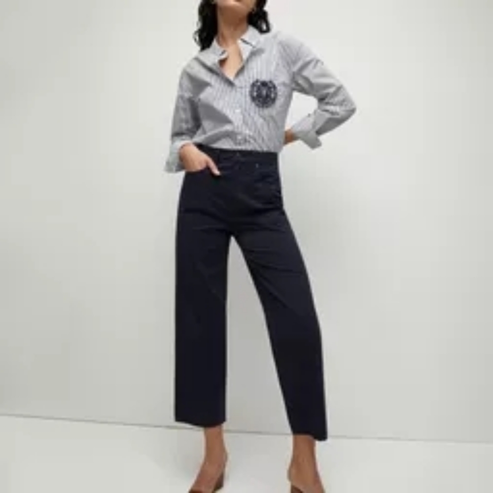 Veronica Beard Blue Striped Lloys Button Down With Cresr - Picture 7 of 7